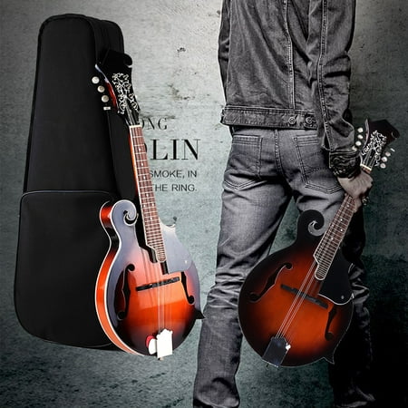 8 String Mandolin F-Style 24 Fret Electric Mandolin Acoustic Instrument Paulownia with Case