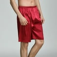 thumbnail image 3 of SWSMCLT Men's Soft Pajamas Shorts Summer Sleep Satin Fall Loose Valentines Day Loungewear Shorts Comfy Spring Thin Red XX-Large, 3 of 4