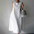 thumbnail image 4 of Women Casual Cotton Linen Dress Sleeveless Maxi Dress Flowy Beach Summer Long Tank Dress with Pockets, 4 of 8