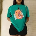 thumbnail image 3 of Playera Blusa De Capybara Recostado Bebiendo Soda Capibara Ropa De Mujer Color Verde Talla Mediana Marca Emil SaEs, 3 of 4