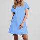 thumbnail image 5 of Vestido Corto de Verano de Moda de Color Sólido Vestido Casual de Cuello en V de Manga Corta, Desgaste Ligero de Poliéster para las Mujeres, Lavado de Manos, 5 of 7