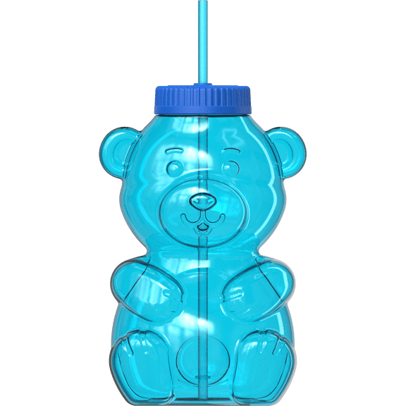 COOL GEAR Yummy Bear Water Bottle, 64 oz Reusable Bottle with Straw Lid, BPA Free - TEAL