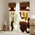 thumbnail image 3 of Brown Cowhide 30%-50% Blackout Curtains Wild Animal Skin Curtains & Drapes 2 Panels 52"Wx84"L,Farm Animals Hide Curtains Bull Cattle Cow Print Patchwork Hair Western Room Decor, 3 of 6