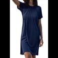 thumbnail image 2 of Vestido Camisero de Verano para Mujer, de Corta con Encaje, Informal, con Cuello Redondo y Plisado, Color Azul, Talla L, 2 of 7