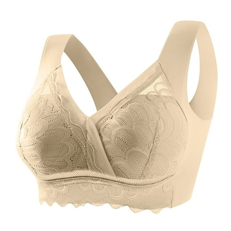 eczipvz Bras for Women Women s Full Coverage Plus Size Comfort Minimizer Bra Wirefree Non Padded Beige L