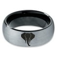 thumbnail image 2 of Tungsten Elephant Animal Polygon Style Art Band Ring 8mm Men Women Comfort Fit Black Dome Brushed Gray Polished, 2 of 4