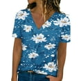 thumbnail image 2 of Ichuanyi liquidación femenina impresión casual impresión de manga corta tops tops en v con cuello ICHUANYI WER2023081601842, 2 of 5