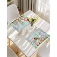 thumbnail image 5 of Easter Bunny Gnomes Placemats Set of 4, Spring Easter Eggs Floral Teal Wood Placemats for Dining Table, Place Mats for Kitchen Tabletop, Waterproof Wipeable Dining Table Mats Set, 5 of 9