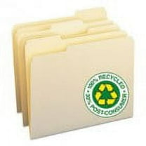 Smead 100% Recycled File Folders, 1/3 Cut, One-Ply Top Tab, Letter, Manila, 100/Box