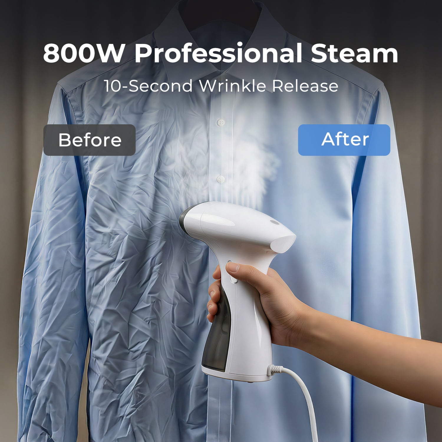 LifEasy Handheld Garment Steamer, 800W Portable Steamer for Clothes, Travel Iron 10-Second Heat-up Dual Mode, 5.1 fl oz Tank Anti-Leak for Home Travel