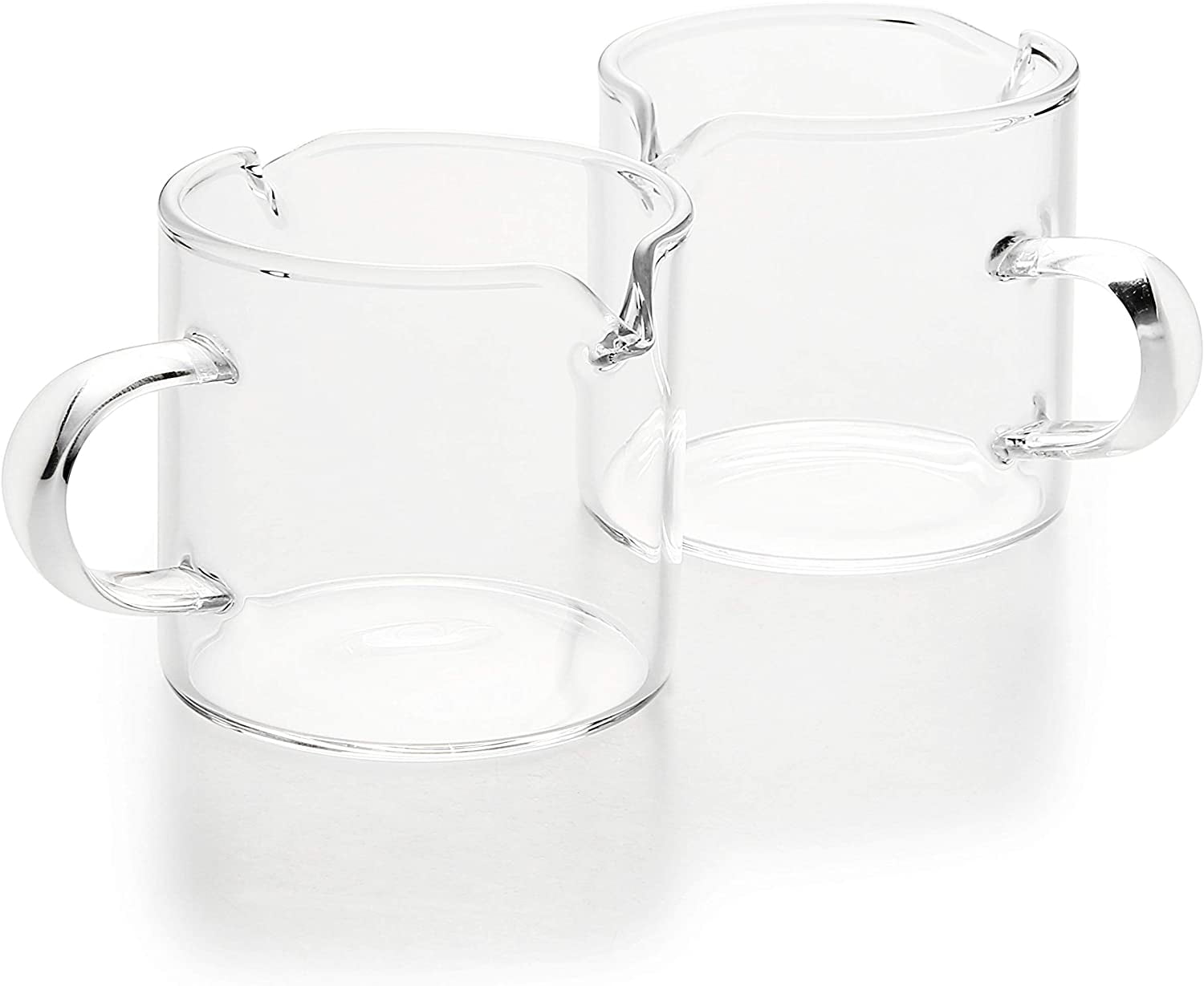 TINKER Shot Glasses Espresso Parts Double Spouts Milk Cup Clear Glass ,2.3*2.3 in/4OZ