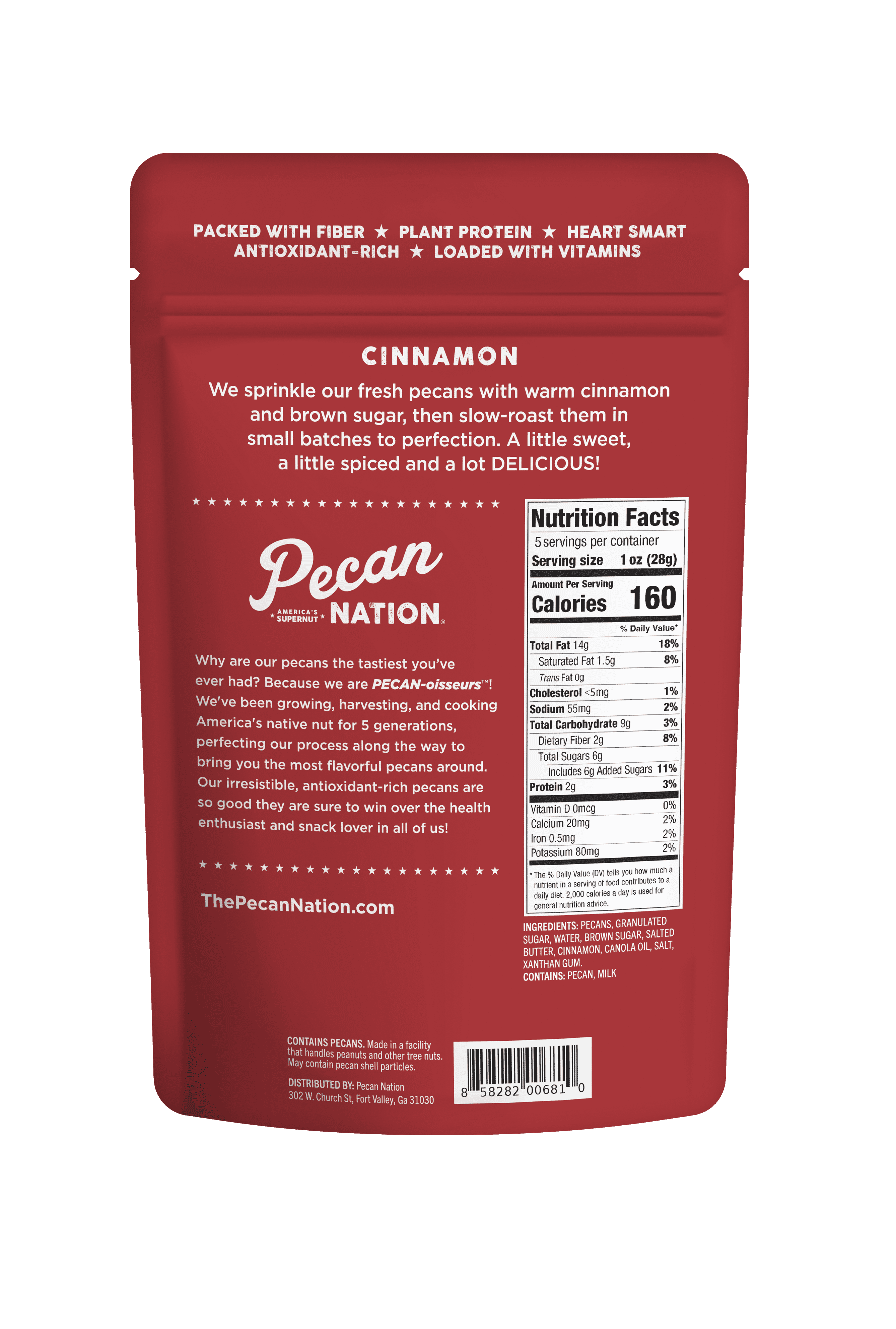 (2 pack) Pecan Nation Cinnamon Snacking Pecans, 5oz Resealable Bag, Non-GMO, Gluten Free, Nothing Artificial
