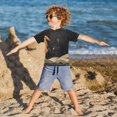 thumbnail image 3 of FORMRS Boys Rash Guard Short Sleeves Swim Shirt Quick Dry UPF 50+ Sun Protection, Sizes 3-12T, Retro Halloween Cat, 3 of 6