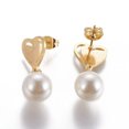 thumbnail image 2 of QQTDFG Stainless Steel Dangle Stud Earrings Pearl Heart Gold 26.5mm 0.8mm Z317-default, 2 of 2