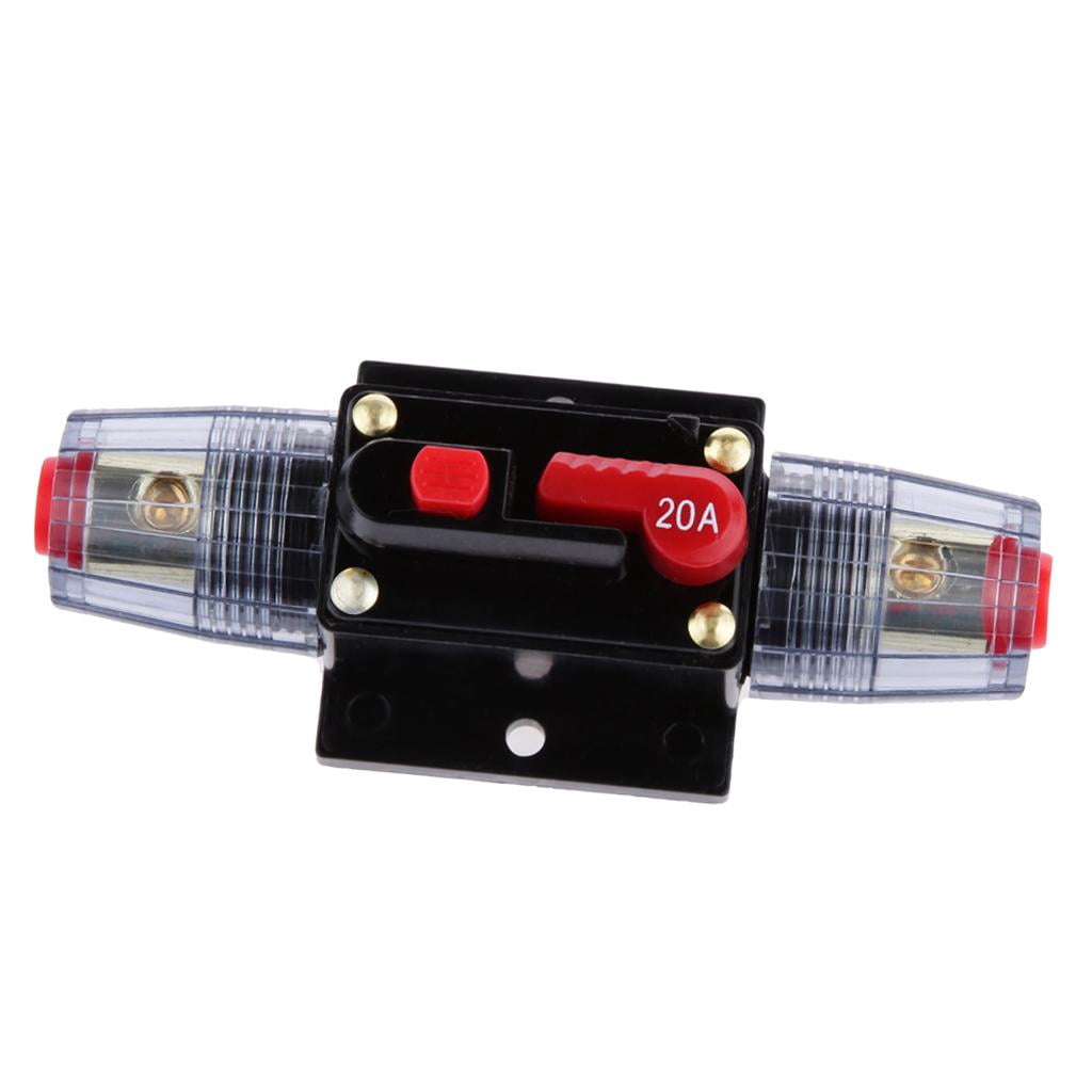 Wzmzjy 2x In-Line Circuit Breaker Stereo Audio Car Fuse Holder DC12V-24V 60A & 20A