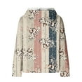 thumbnail image 5 of DeHolifer Womens Sweatshirts Plus Size Long Sleeve Waffle Floral Print Drawstring Hoodies Sweatshirts Loose Casual Fashion Pullover Tops Khaki 4XL, 5 of 6