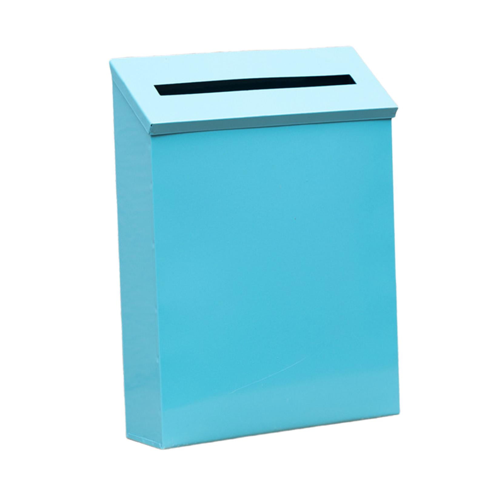 Wall Mount Mailbox Drop Box Newspaper Holder Box Decorative Rainproof Letterbox Metal Postbox for Home Office Outdoor Gate Decoration Blue