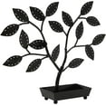 thumbnail image 3 of MyGift Modern Metal Earring Holder with Ring Tray, Black, 3 of 4