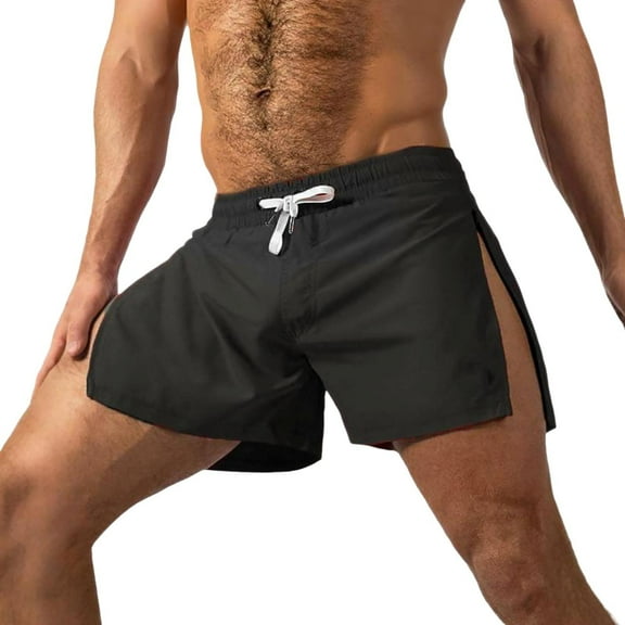 BUWTTER Mens Shorts Solid Color Jogging Portable Fitness Sports Casual Comfortable Black Shorts L