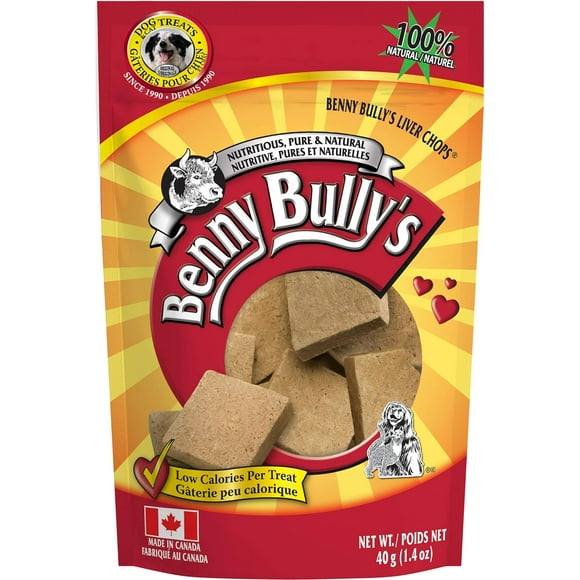 BENNY BULLYS Chops Beef Liver Dog Treats, Freeze-Dried, Low Fat, High Energy & Nutrient Rich Food for Your Furry Friend, All Natural Ingredients, 40g - Entry