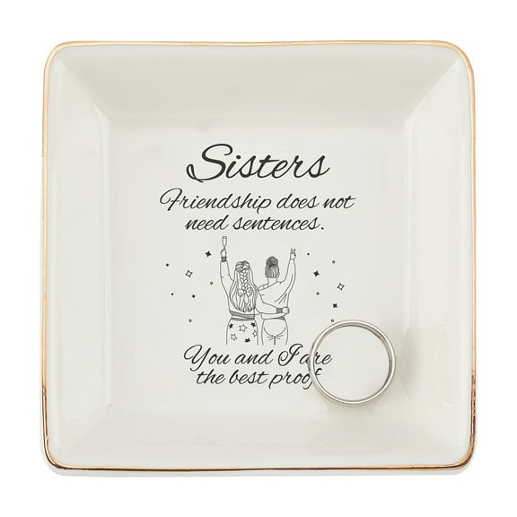 1pc Porcelain Square Ring Holder Jewelry Tray for Holding Small Jewelries Rings s Earrings Bracelets Trinket for Women Girls Birthday Gift Word 10.5x10.5x2.7cm