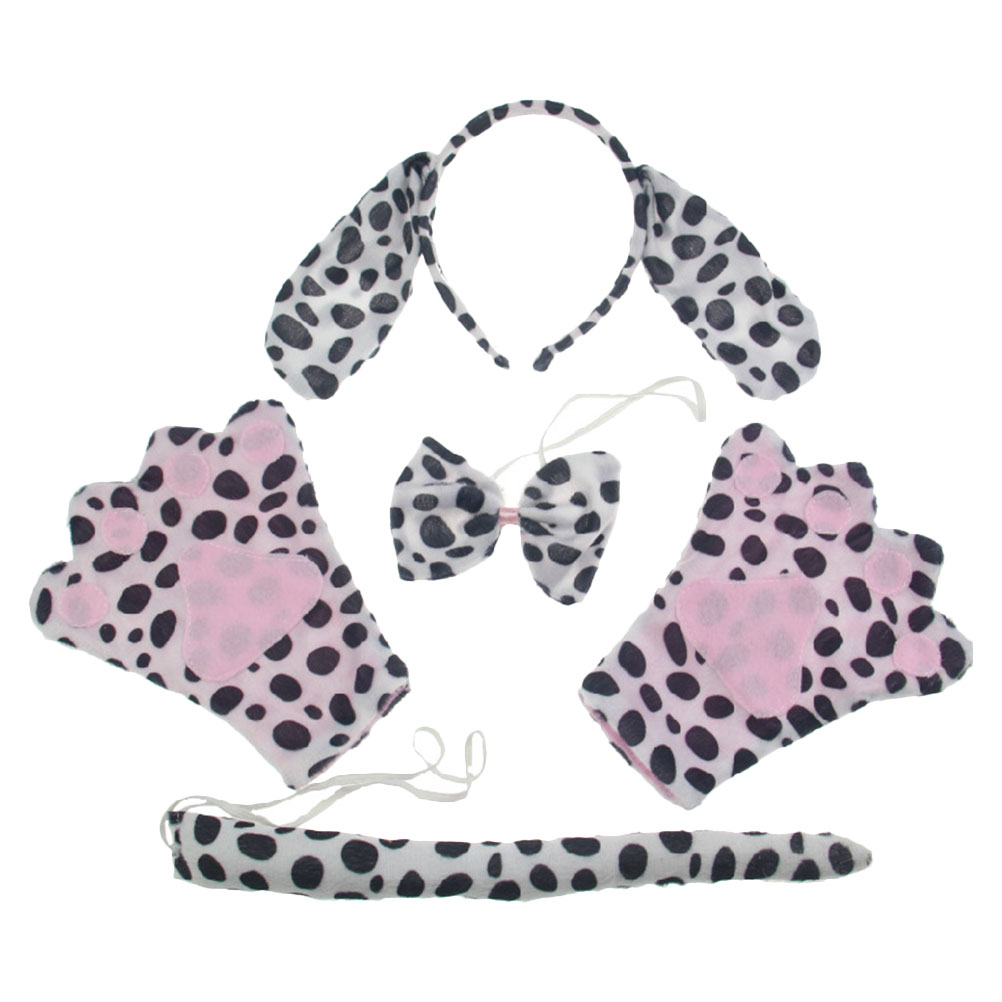 Hemoton Ears Headband Dog Cosplay Costume Dalmatian Halloween Tail
