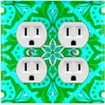 thumbnail image 1 of Metal Light Switch Plate Cover Neon Green Teal Tile Mandala Flower Pattern MDL039, 1 of 13