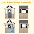 thumbnail image 6 of AiKidKit Kids Outdoor Playhouse, Wooden Playhouse with Play Kitchen, Working Doorbell, Bird Cage, Pet Door, Backyard Casa de CampañA Para NiñOs Country Style, Gray & Beige, 6 of 12