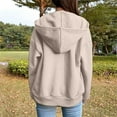thumbnail image 6 of Women's Solid Color Zip Up Hooded Sweatshirt, Oversized Loose Fit with Drawstring Hood and Pockets, Thick Warm Material for Fall Winter Fashion, Casual Jackets for Streetwear, Daily Wear Khaki S, 6 of 8
