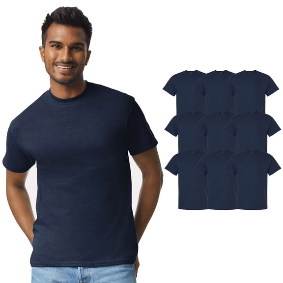 Gildan Men's Cotton T-Shirt, Short Sleeve Crew Neck, Classic Soft Bulk Tee, Navy, 9-Pack, Size S