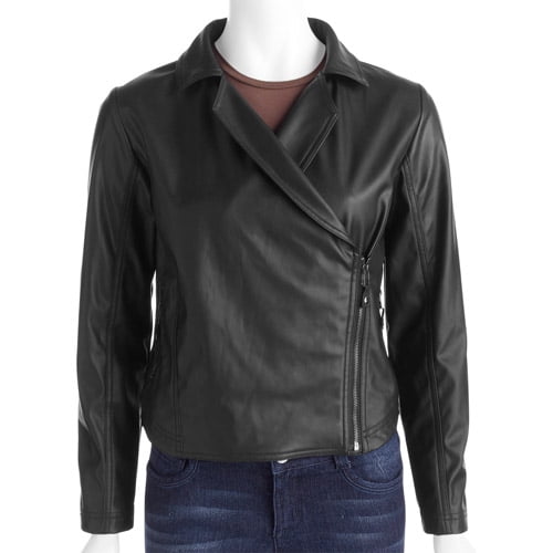 Jordache Women's Faux Leather Moto Jacket - Walmart.com