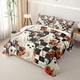 thumbnail image 3 of Homewish Halloween Spooky Animal Quilt Full, Checkered Flower Full Bedspread Sets, Black White Orange, 3 Pieces 1 Bedspread and 2 Pillowcases, 3 of 7