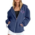 thumbnail image 4 of NinXxx Women's Cancer Prevention Zipper Long Sleeve Pocket Drawstring Hoodie Blue M, 4 of 6