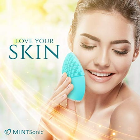 brush facial cleansing sonic face mint massager skin complexion exfoliate radiant silicone smooth ultimate clear