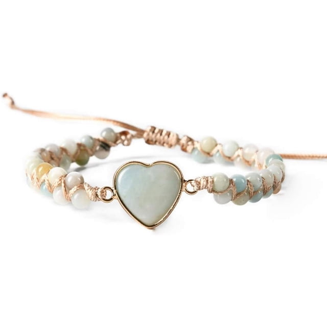 GHSDFBB Boho Handmade Natural Stone Bead 3 Row Wide Wrap Wrist Statment Bracelet Jewelry Collection