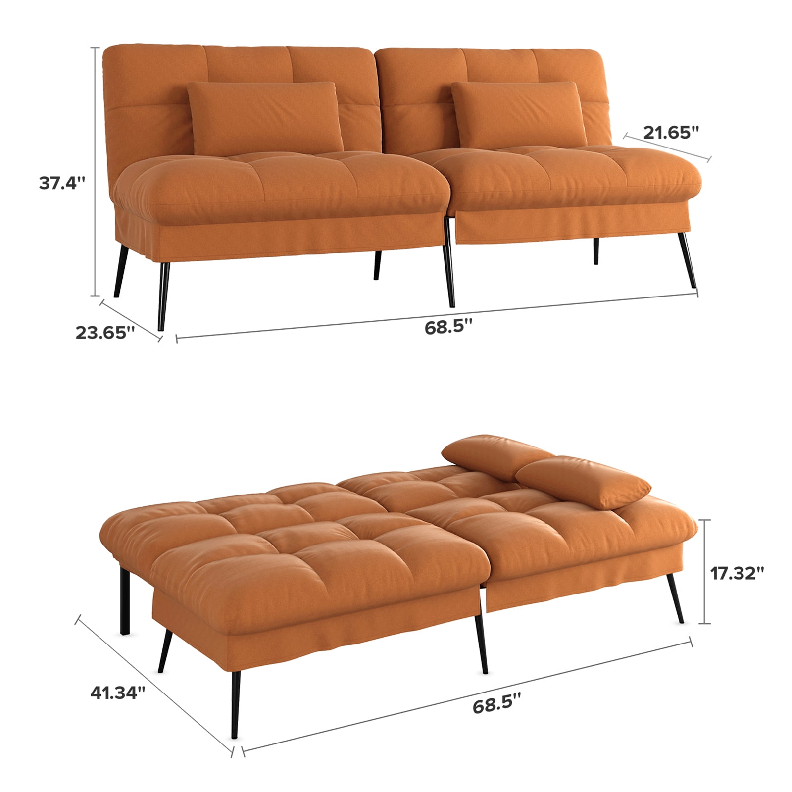 COMHOMA Cloud Comfort Convertible Futon Sofa Bed, Brown