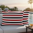 thumbnail image 4 of Outdoor Waterproof Pillow Covers Red Black Striped Decorative Throw Pillow Protectors,Pillowcase Cushion Cases for Patio Sofa Garden Couch,20x12in,Pack of 2, 4 of 9