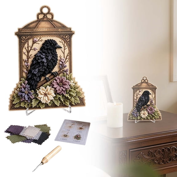 3D Poking Art Memory Kit,3D Fabric Poke Art Memory Lantern Set,Bird Themed No‑Sew DIY Craft Kits,Screen‑Free Poking Art Hobby Pack,Craft Project Bundle for Gift,Leisure,Home Decor,Daily