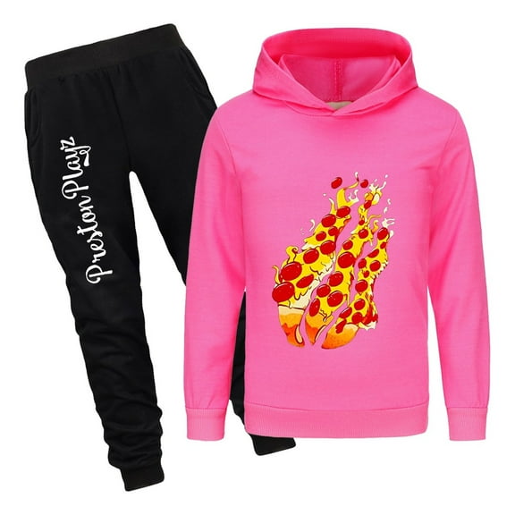Preston Playz Kids 2pc Hoodie Jogger Set Boys Girls Flame Pullover Outfit Game Gift Clothes Birthday Gift