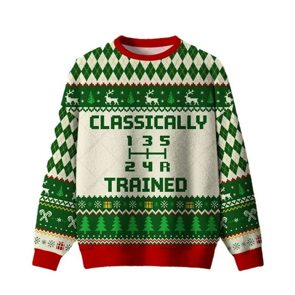 Ugly Christmas Sweater for Women 2025 - CLASSICALLY TRAINED Xmas Fuzzy Fleece Sweatshirt - Funny Gifts for Christmas