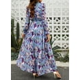 thumbnail image 3 of SHEWIN Womens Floral Maxi Dress Casual Deep V Neck Long Sleeve Long Evening Dress Cocktail Party Wedding Dresses S, 3 of 10