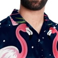 thumbnail image 5 of Flamingo Tropical Rainforest Men's Hawaiian Short Sleeve Printed Button Down Poplin Casual Summer Beach Shirt, Unisex, 5 of 6