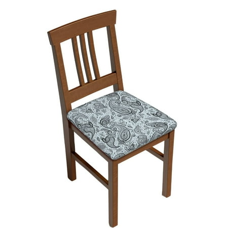 

Square Chair Cushions Cover Black White Paisley Elastic Office Chair Cover for Dining Chairs with Ties and Removable Cover Desk Chair Seat Cushion Protectors set of 4