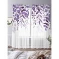 thumbnail image 3 of Purple Leaves Sheer Curtains 96 Inch Length 2 Panels for Living Room, Summer Botanical Voile Kitchen Curtain Set, Luxury Privacy Drapes Window Treatment for Bedroom, 3 of 7