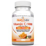 Health Labs Nutra Extra-Strength Vitamin C 1,000mg with Rose Hips Promotes Optimal Immune Health (100 Fast-Acting Tablets)