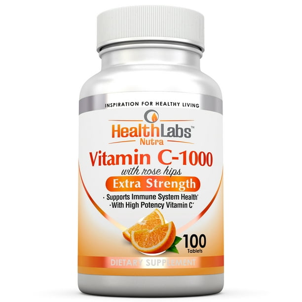 Health Labs Nutra Extra Strength Vitamin C 1 000mg With Rose Hips Promotes Optimal Immune Health 100 Fast Acting Tablets Walmart Com Walmart Com