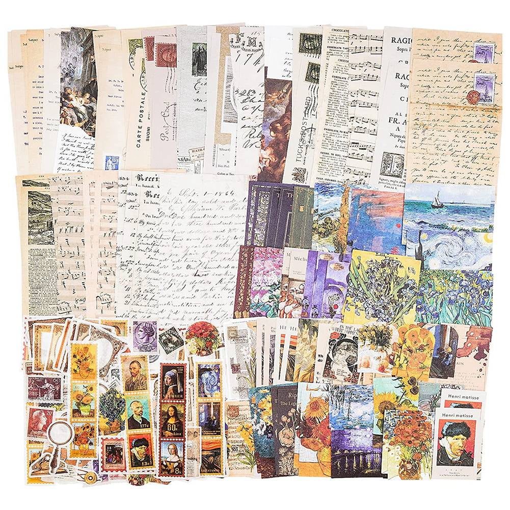 for Art Journaling Supplies Planners Notebook DIY Craft Kits Collage Celestial Themed Paper and Sticker Kit 200pcs Vintage Scrapbook Supplies 