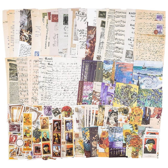 Paquete de Suministros para áLbumes Recortes Vintage (200 Piezas) Planificadores Diarios Arte Basura Diario Pegatinas Papel Bricolaje (C)