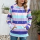 thumbnail image 2 of Sudadera Con Capucha Para Mujer, Sudadera De Fibra De Poliéster, Manga Larga, Rayas Coloridas, Con Capucha, Cordón De Lana, Cómoda Para Ir De Compras ANGGREK Rayas Moradas XXL, 2 of 6