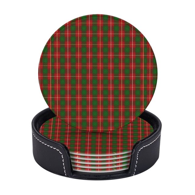 Posavasos de cuero de 6 piezas, posavasos de tartán del clan Macfie para bebidas, posavasos para tazas, regalo de inauguración de la casa, ideal para la decoración del hogar